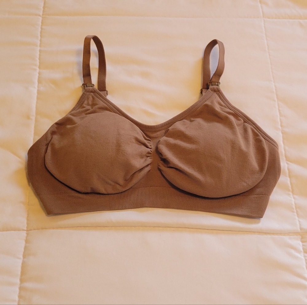 Under Control brown padded wireless adjustable maternity nursing bra. Sz: M